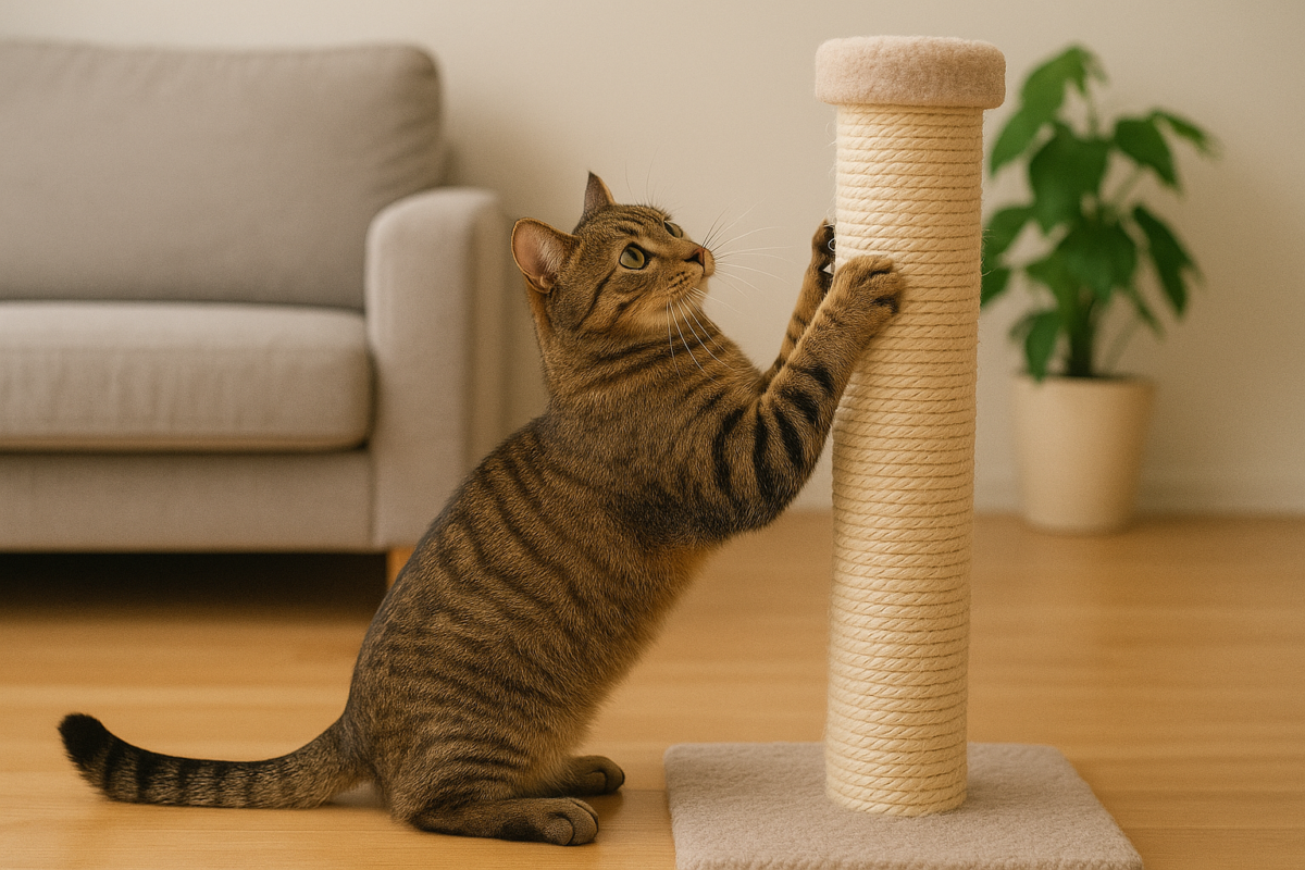 enseñar a usar rascador de gatos