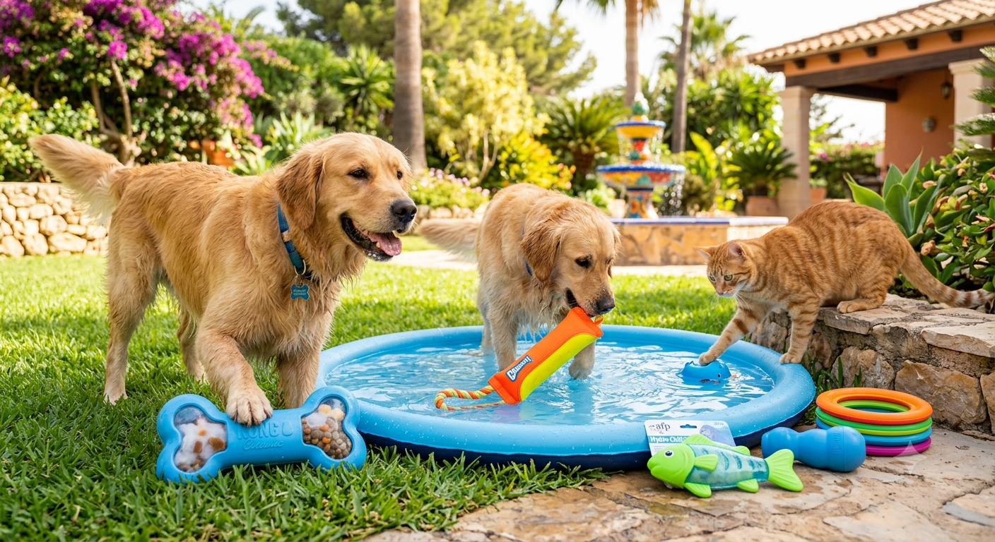 Disfrutar de juguetes acuáticos, en verano, es un gran atractivo para nuestros perros